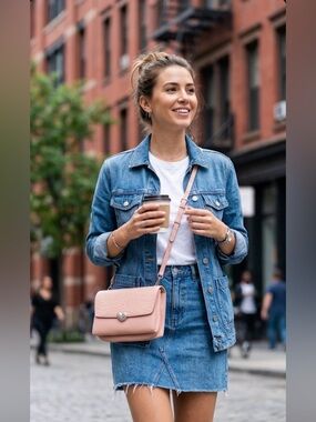 Brighton Pink Croc-Embossed Crossbody Bag with Heart Accent